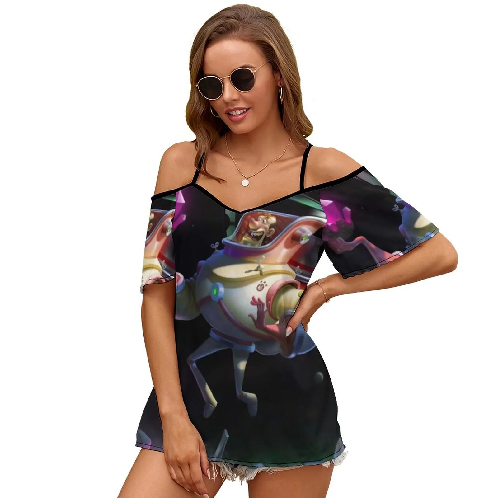 Space Geologist Print O-Neck Off-The-Shoulder Top Short-Sleeved T-Shirt Ladies Streetwear Geology Space Planet Spacesuit