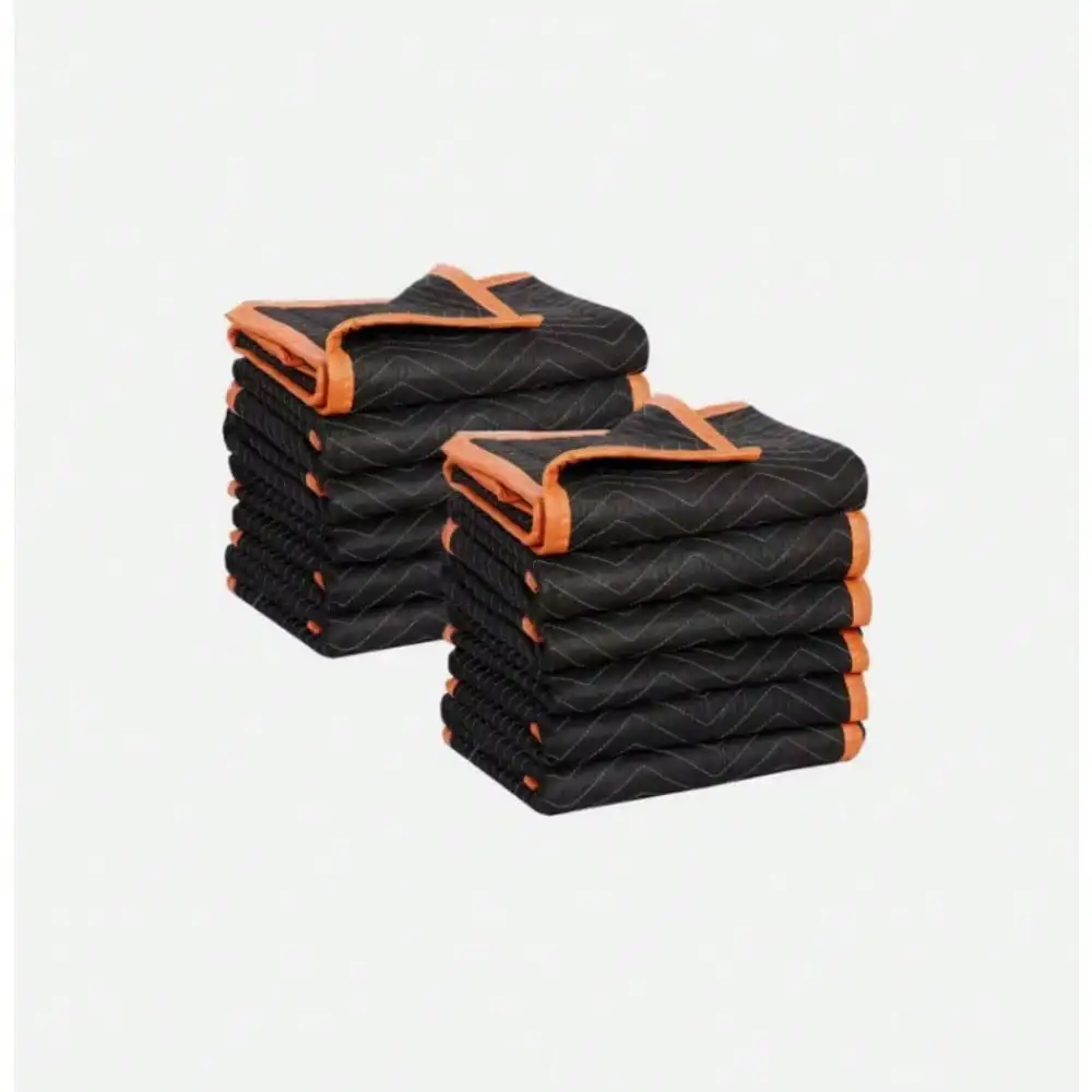 

12 Pack Moving Blankets 39.1"x 72" Quilted Shipping Furniture Pads Black