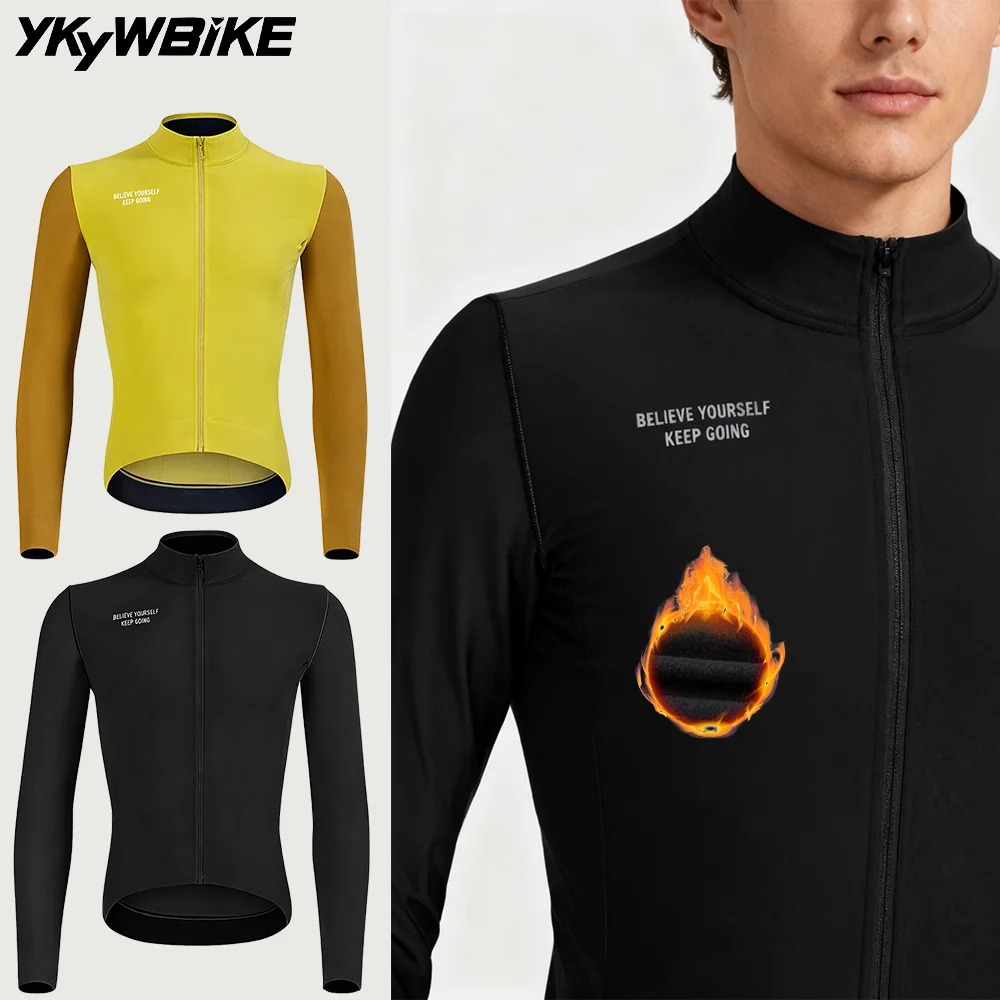 

YKYW 2025 мужской 2 цвета осенний велосипедный трикотаж с длинным рукавом весенний флисовый шоссейный велосипед дышащие топы термобелье MTB велосипедная одежда