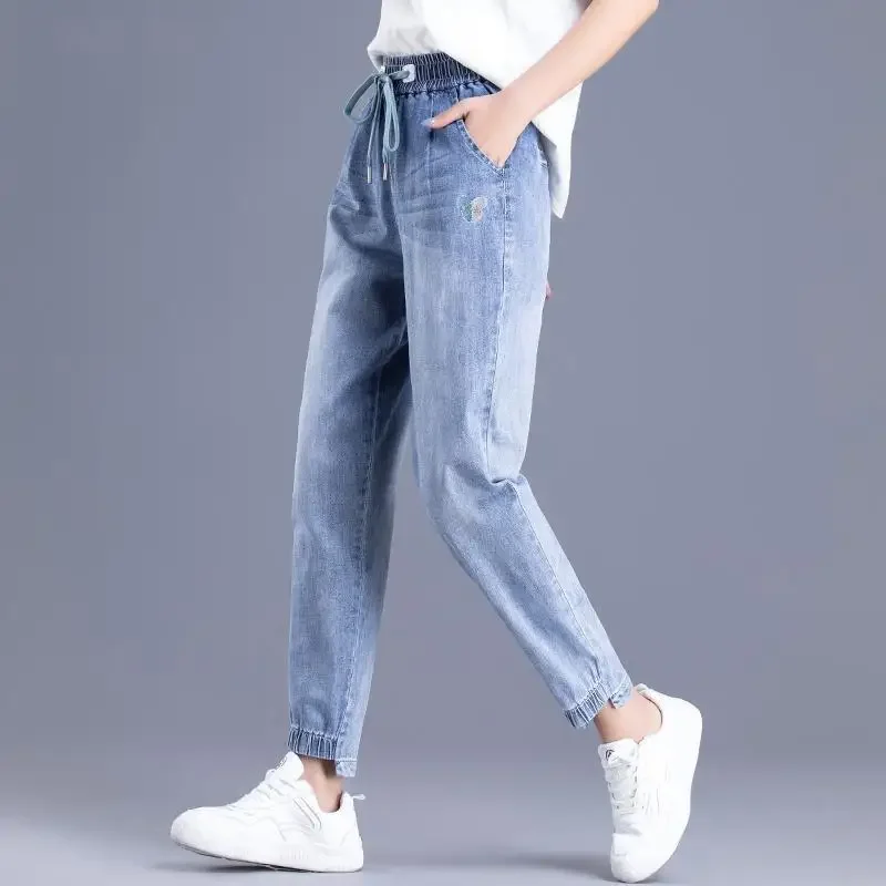 

Trousers Straight Leg with Pockets High Waist Shot Womens Jeans Blue Pants for Women Clothing Medium Loosefit Stretch Wide Wash