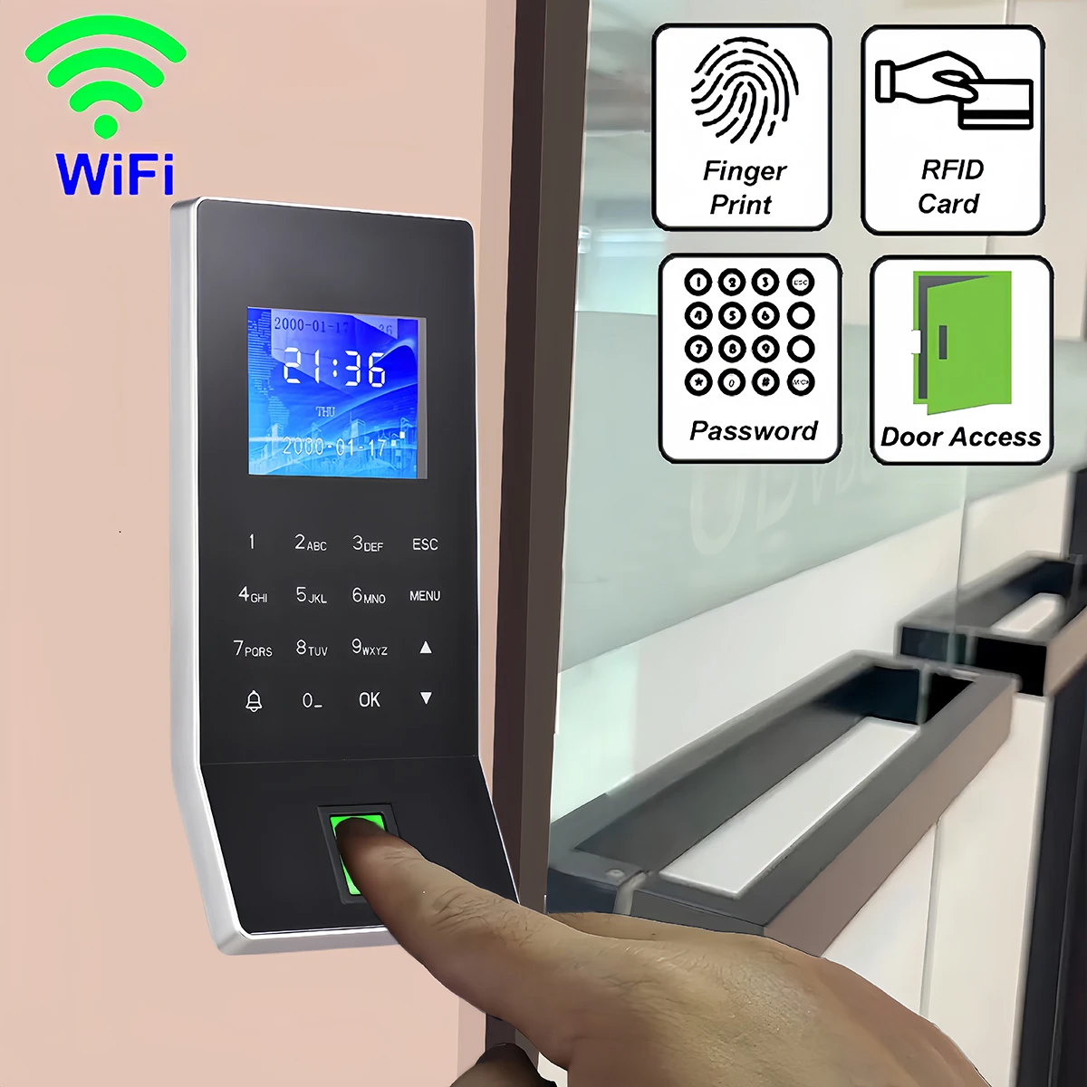 

WiFi TCP/IP Biometric Fingerprint Door Lock Access Control System Finger and Card Time and Attendance