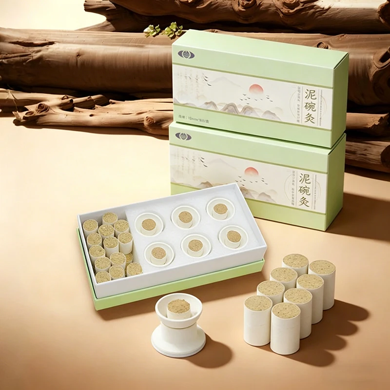 6-teiliges Tonschalen-Set mit 36 Moxa-Stäbchen für Moxibustionsbrenner, tragbares Meridian-Massage-Gesundheitswerkzeug – Detail 2
