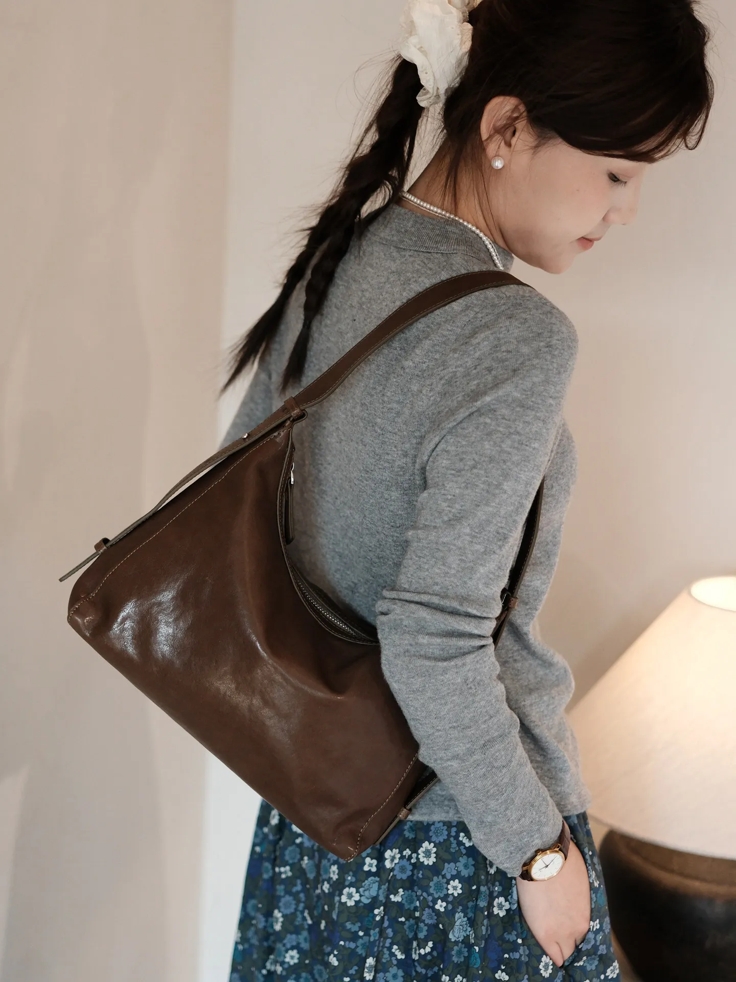 simple vintage high quality genuine leather women's shoulder bag casual daily travel luxury real cow leather underarm bag