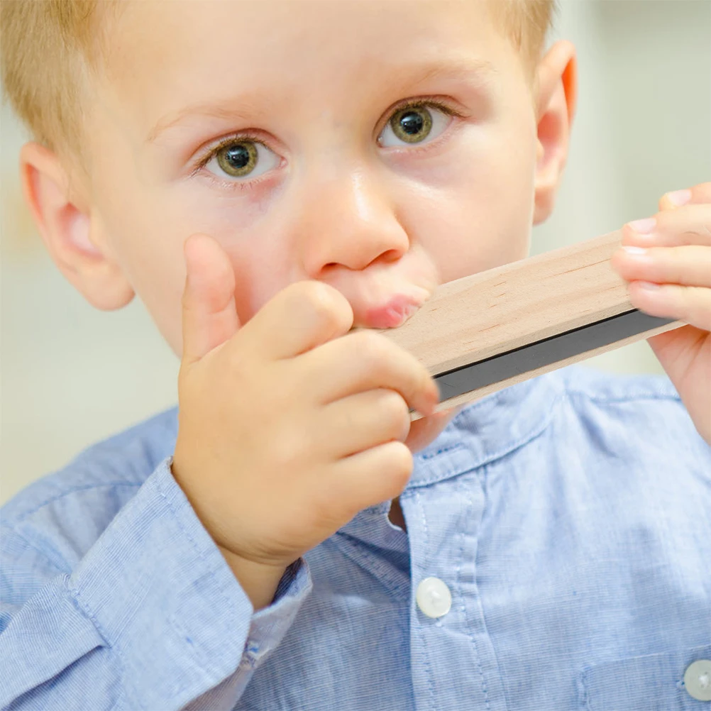 

2 pcs Wooden Harmonica Musical Plaything Portable Pocket Size Plaything Durable Instrument Accurate Tone Rich