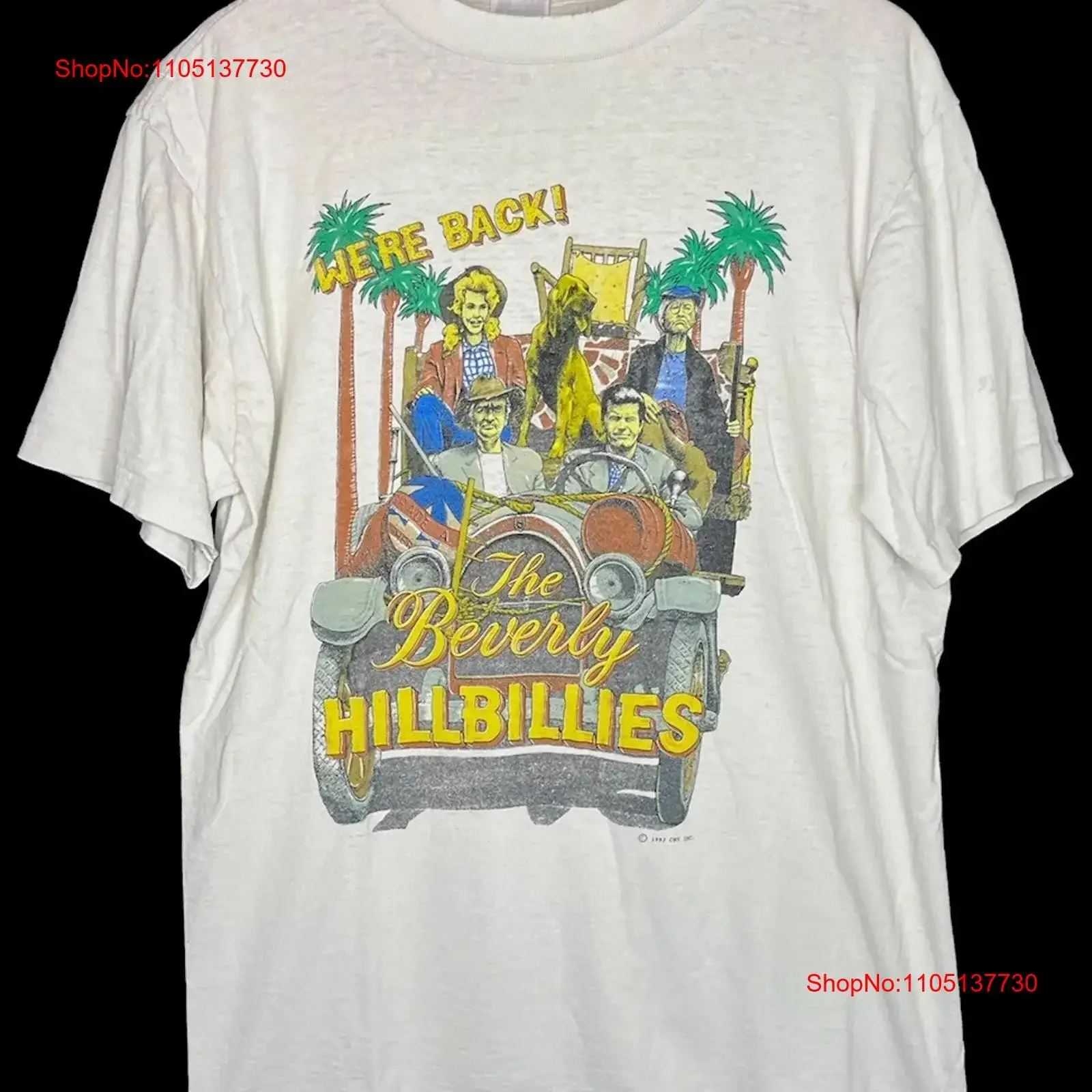 Vintage 90s Beverly Hillbillies T Shirt Sitcom CBS Funny Sz L vintage Washed Top For Everyday Wear Soft Unisex homme Casual