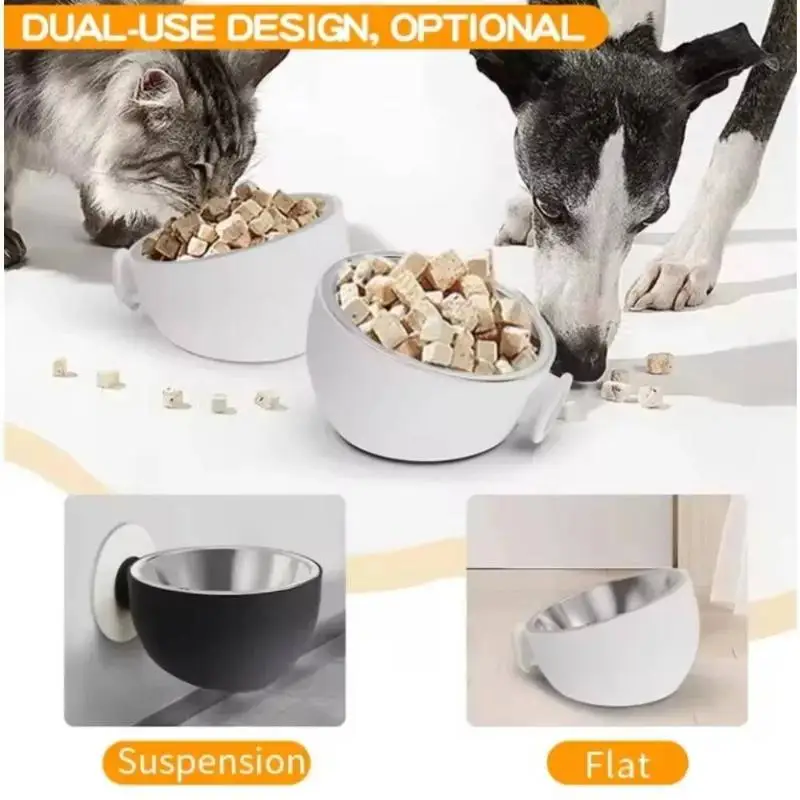 Magnetic Wall-mounted Stainless Steel Dog Bowl, Anti-spill Pet Food Bowl, Elevated Cat Bowl, Dishwasher Safe, Rust-proof