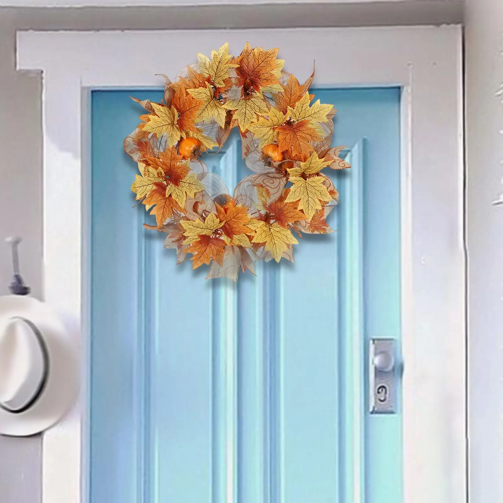 

15.75" Autumn Harvest Wreath Maple Leaves for Thanksgiving Party Decoration