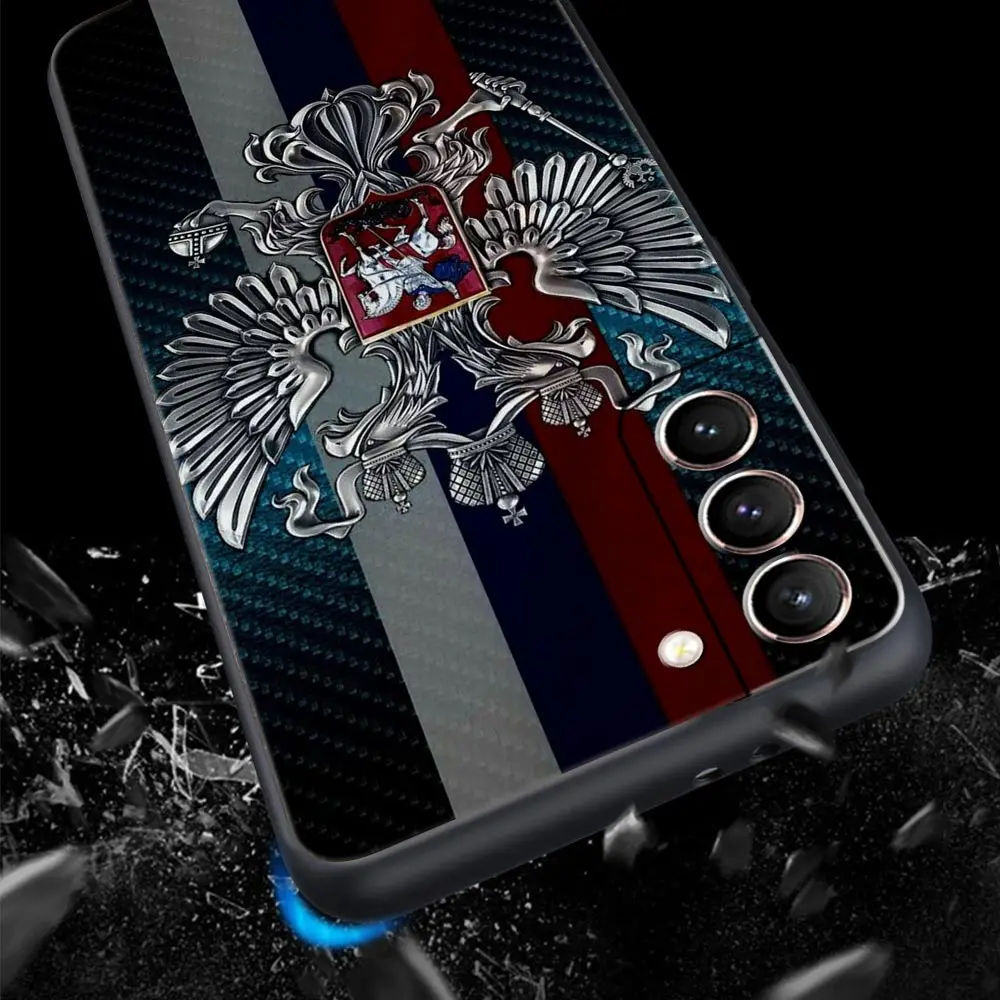 Phone Case For Samsung Galaxy S23 S22 Ultra S20 S21 FE 5G S10 S9 Plus S10E S8 Note 20 Black Cover Russia Russian Flags Emblem