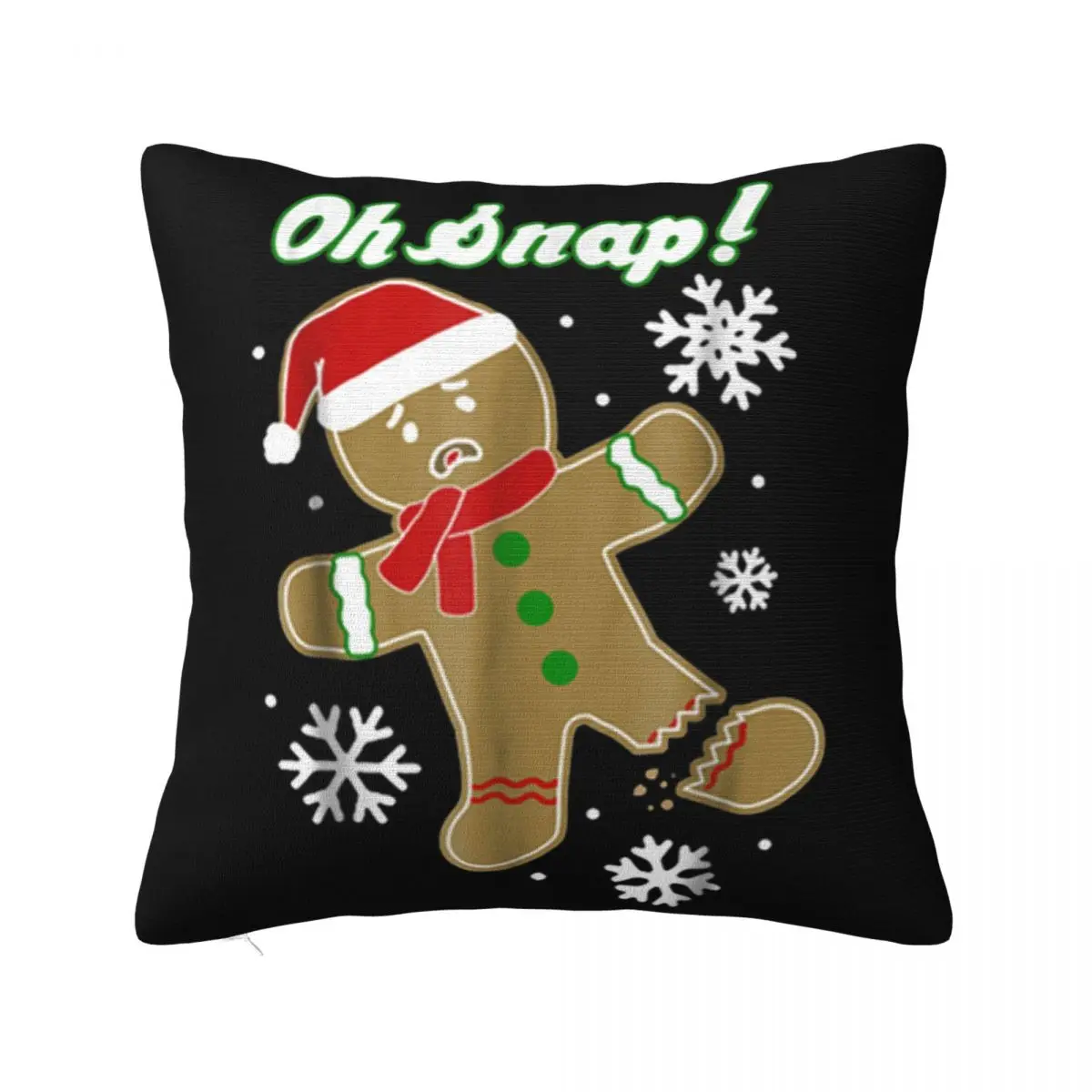 Awesome Broken Gingerbread Man Oh Snap Santa X'Mas Funny Vintage Summer Holiday Tops Spring Pillow Case