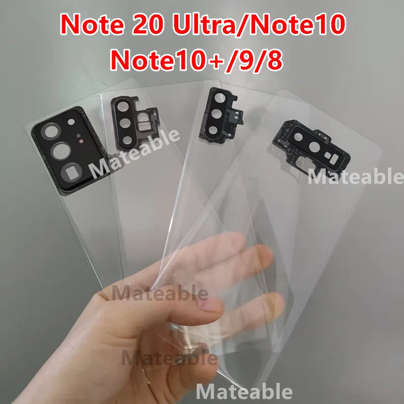 Housing For Samsung Galaxy Note 20 Ultra 10 Plus 9 8 Transparent Battery Back Cover Repair Door Rear Case + Camera Lens