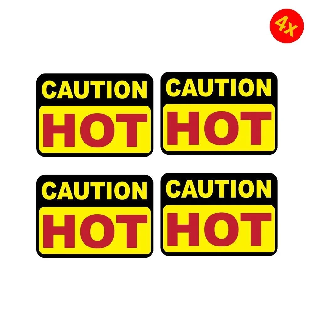 Pack of 4 70mmx50mm Caution Hot Warning Safety Decal Stickers