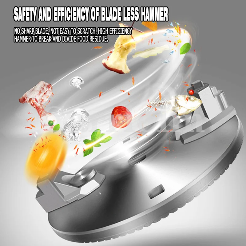 Triturador de lixo de cozinha 800W Triturador de resíduos alimentares Aparelhos de moedor de Dteel inoxidável