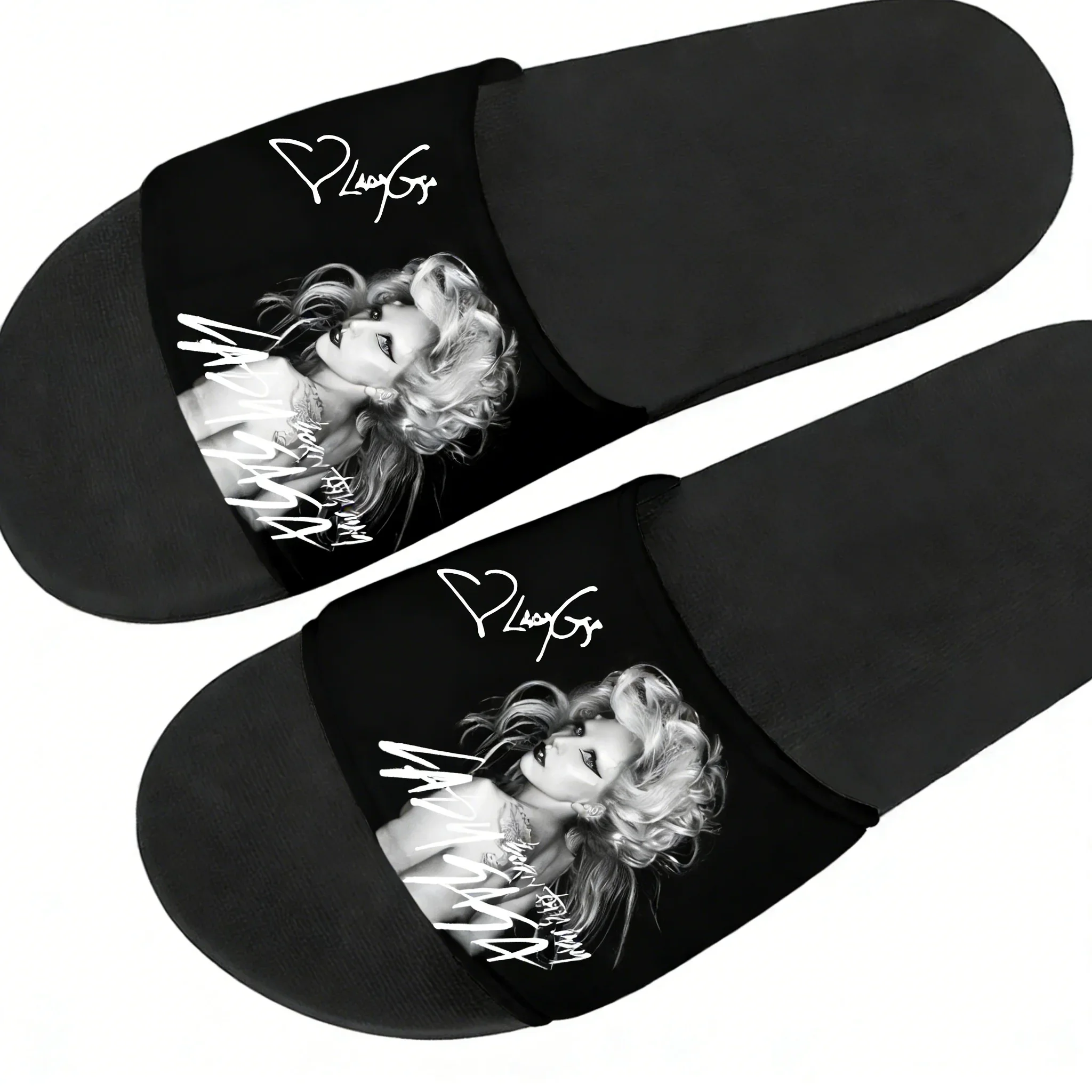 

Lady Gaga Slippers Home Water Shoes Hot Fashion Music Men Women Teenagers Beach Pool Sandals High Quality Custom Summer Slipper