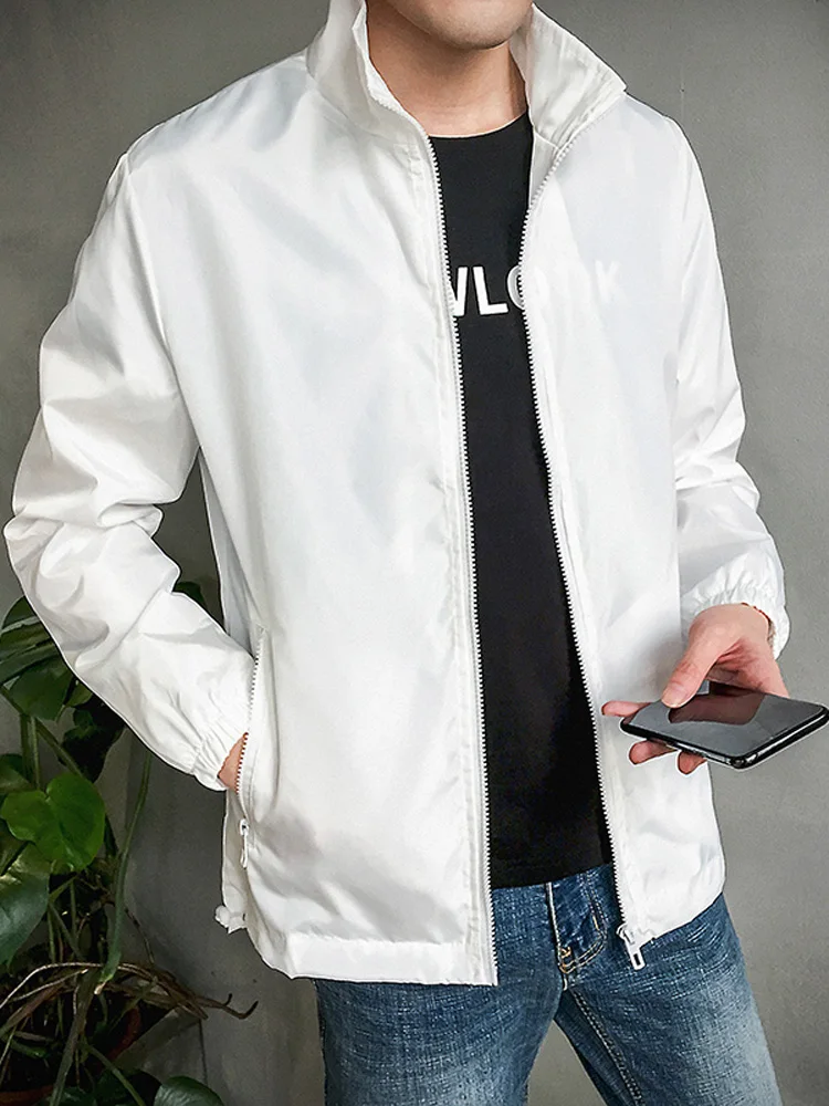 Stylish Stand Collar Men's Jacket plus Size Casual Sportswear Spring Autumn Zipper Decorated Fashionable Polyester/Nylon Comp...