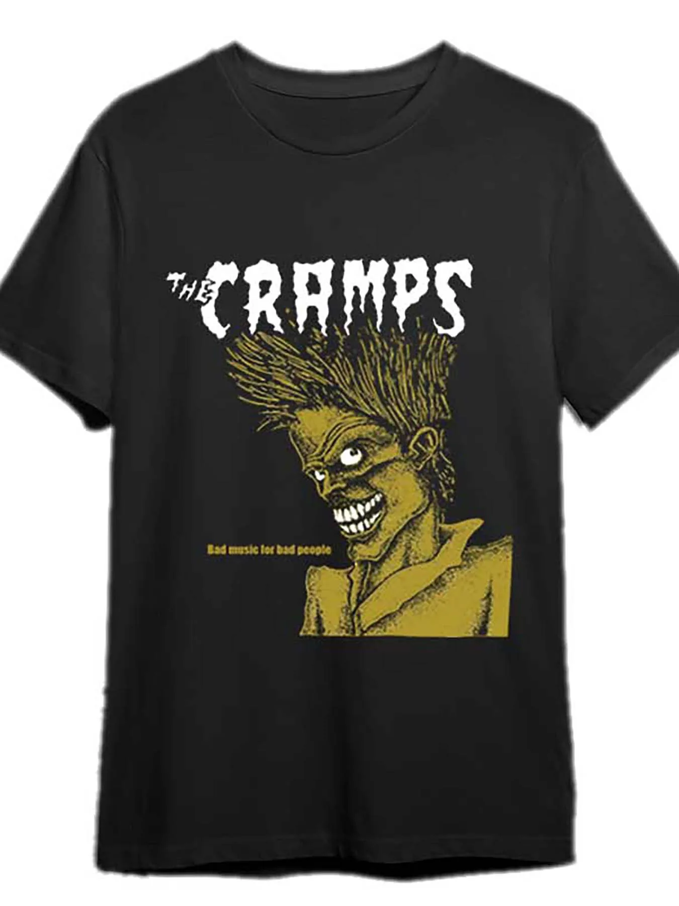 Black The Cramps Bad Music for Bad People Tee T-Shirt Funny Men'S women  Short Sleeve Graphic T-shirt Collection Black PR