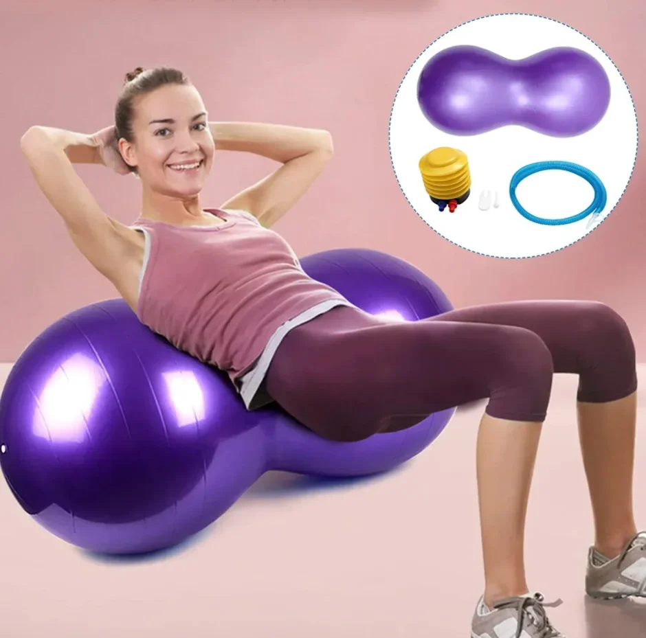 

45cm*90cm Thick PVC Exercise Ball for Yoga and Pilates Gym Style Fitness Trainer with Inflator for Balance Training