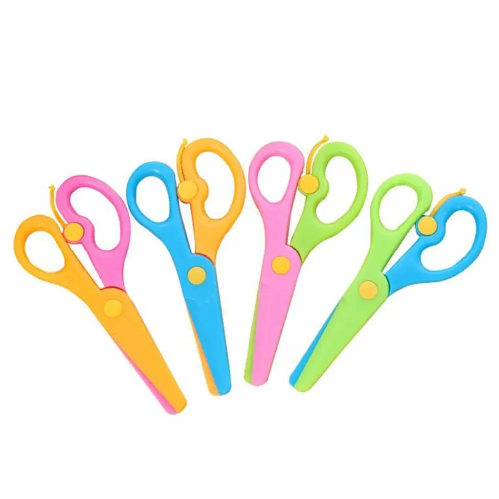 Plastic Safety Scissors Comfort Grip Blunt Tip Anti-Pinch Scissors Anti-Pinch Design Preschool Training Scissors Children Craft