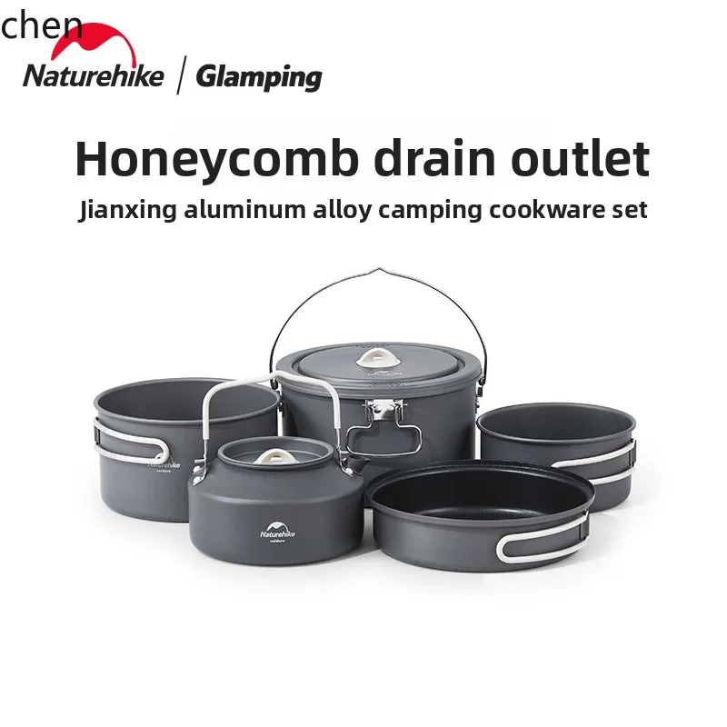 YFY Camping Cookware Set Outdoor Kitchen Utensils Picnic Tableware Kettle Frying Pan Set