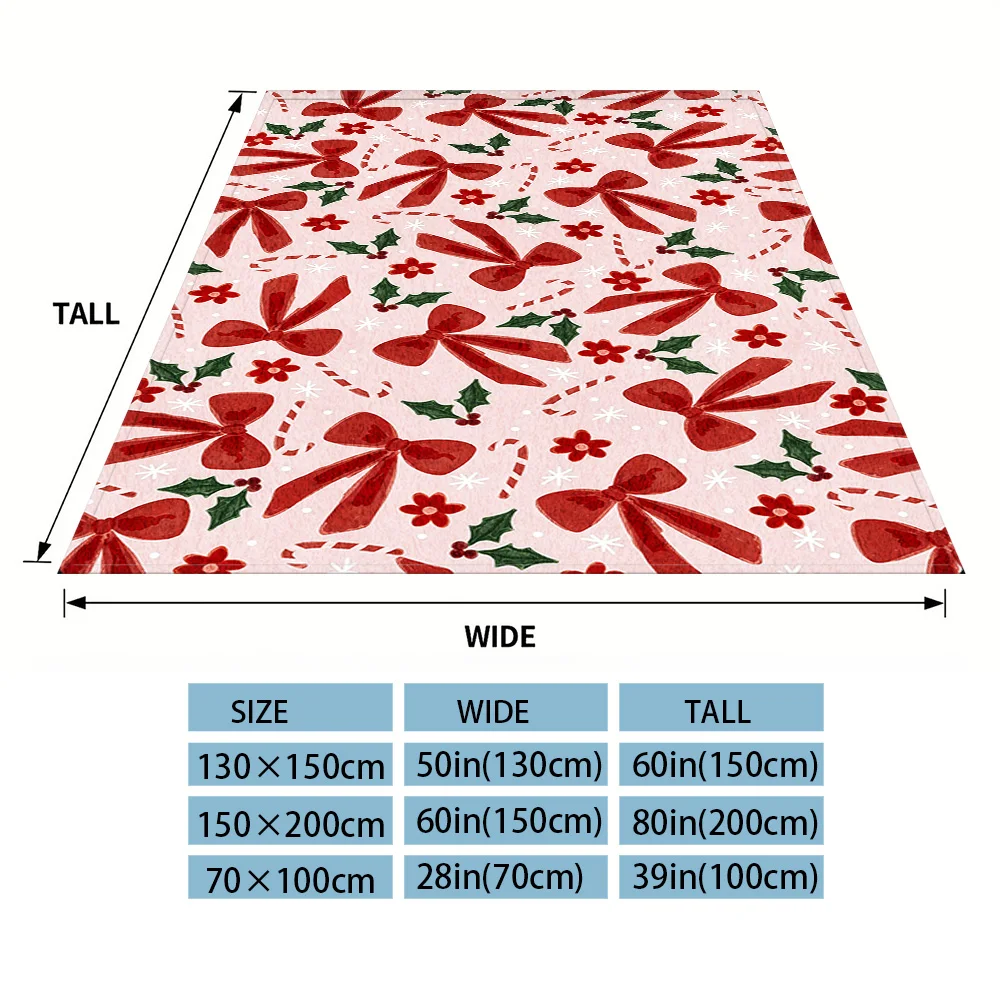 Xmas Bow Nap Blanket,Flannel Blanket,Suitable For Sofas,Beds,Cars,Rooms,Offices,Camping,Exquisite Gift Blankets