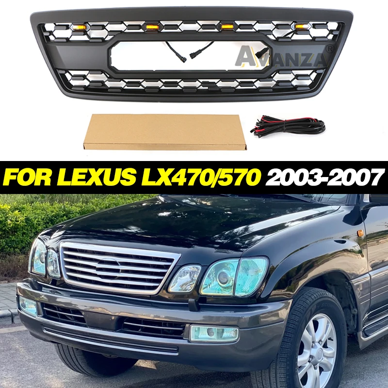 Auto Parts Grill With Led Lights Front Bumper Grille Modification Accessories Decoration For LX470 LX570 2003 -2007