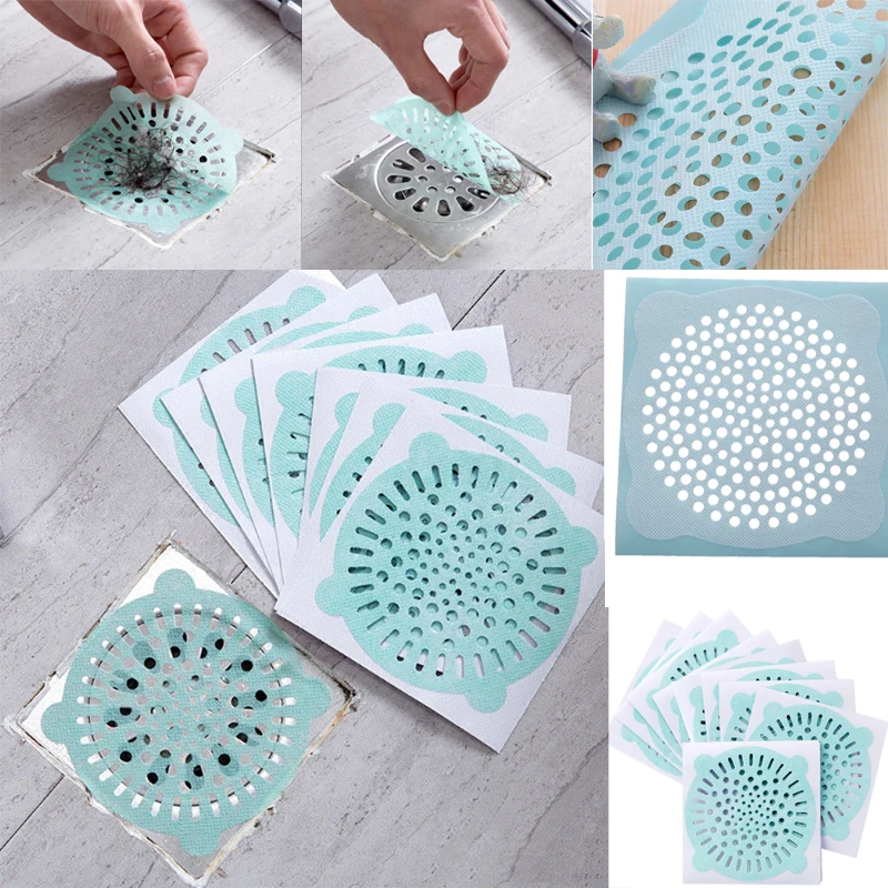 

10pcs Disposable Bathroom Sewer Outfall Sink Filter Drain Hair Catcher Strainer Floor Drain Cover Kitchen Bathroom Hair Cleaning