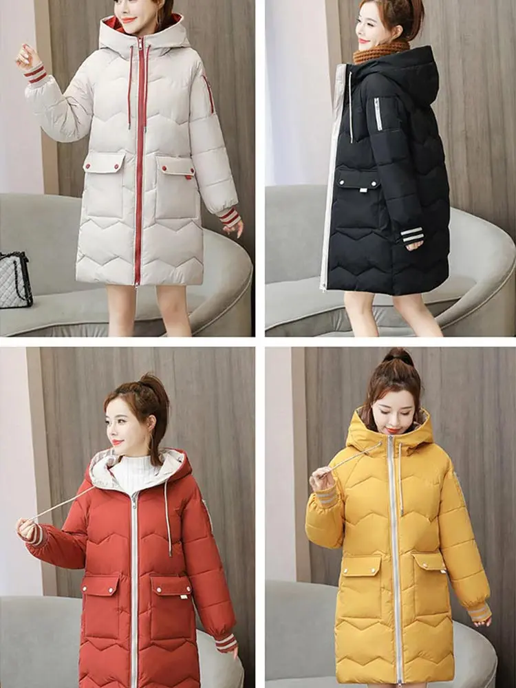 Vielleicht Down Jackets Female Winter Coat Women\'s Parkas Hooded Warm Winter Jacket Coat Cotton Padded Jacket -3XL