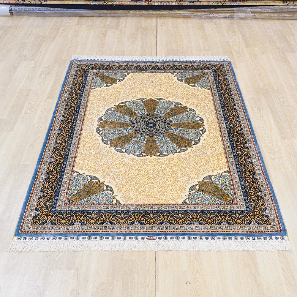 

Шелковый ковер ручной работы 122x183 см для гостиной, новый персидский шелковый ковер