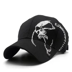 Boné de crânio bordado para homens algodão esportes bonés de beisebol moda padrão preto feminino snapback exército masculino boné hip hop osso