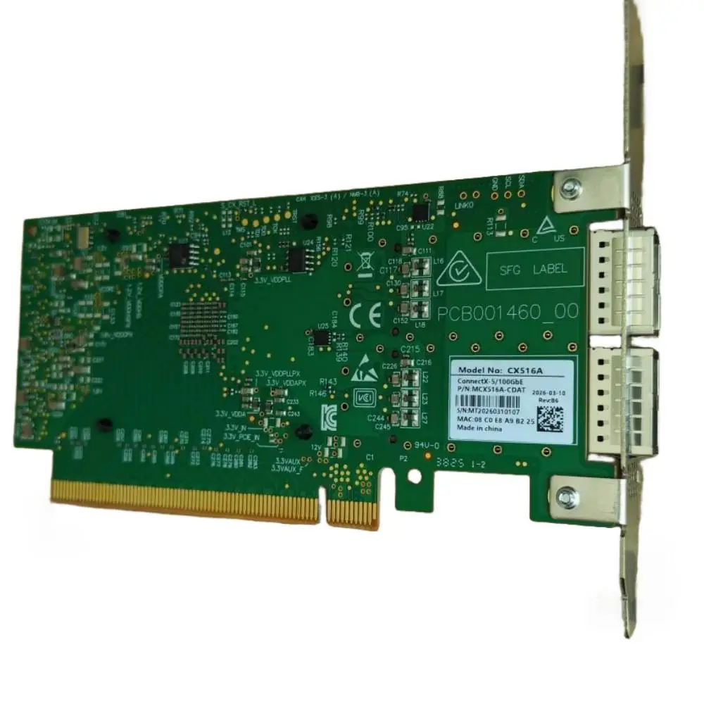 Mellanox MCX516A-CDAT ConnectX-5 Ex EN 100GbE Dual Port QSFP28 Ethernet Network Adapter PCIe4.0 x16 Tall Bracket