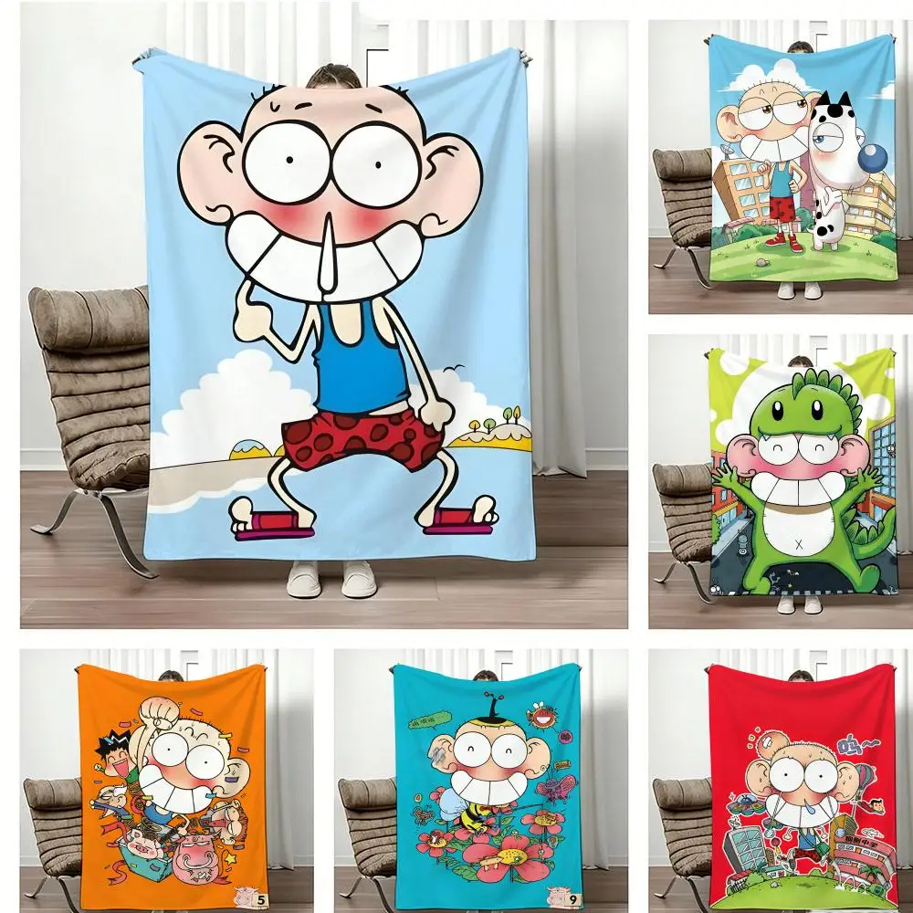 Cartoon Figure F-FunnyS SchoolS Throw Lightweight 240g Flannel Blanket Soft Skin-friendly for Summer Cooling