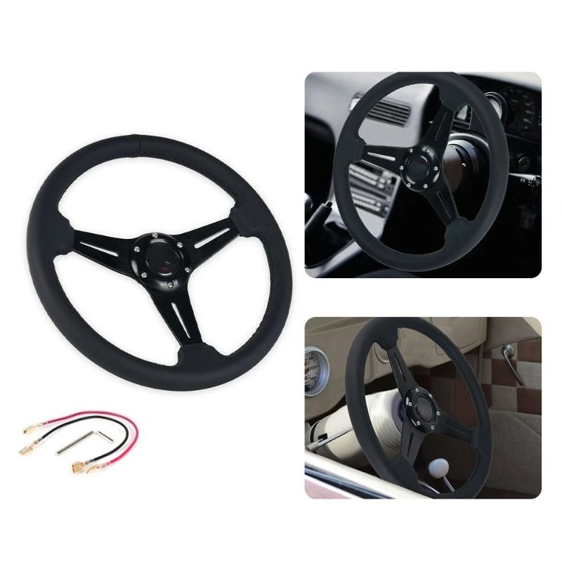 Car modification accessories steering wheel racing steering wheel leather sports steering wheel 35cm 14 inches