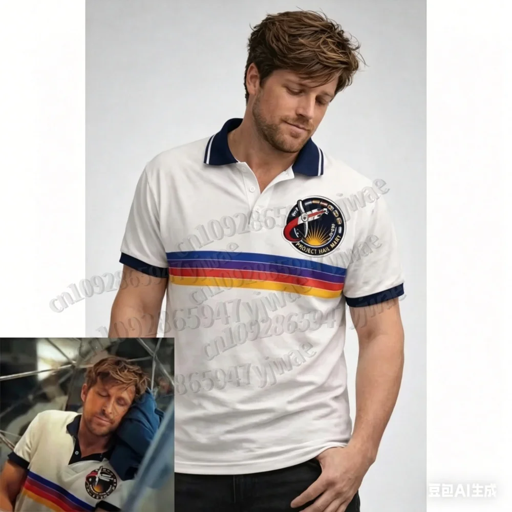 men Vintage Ryan Gosling Rainbow Shirt Project Hail Mary Graphic Tee Retro Dr Grace Mission Tshirt Colors Ryland Grace T-Shirt
