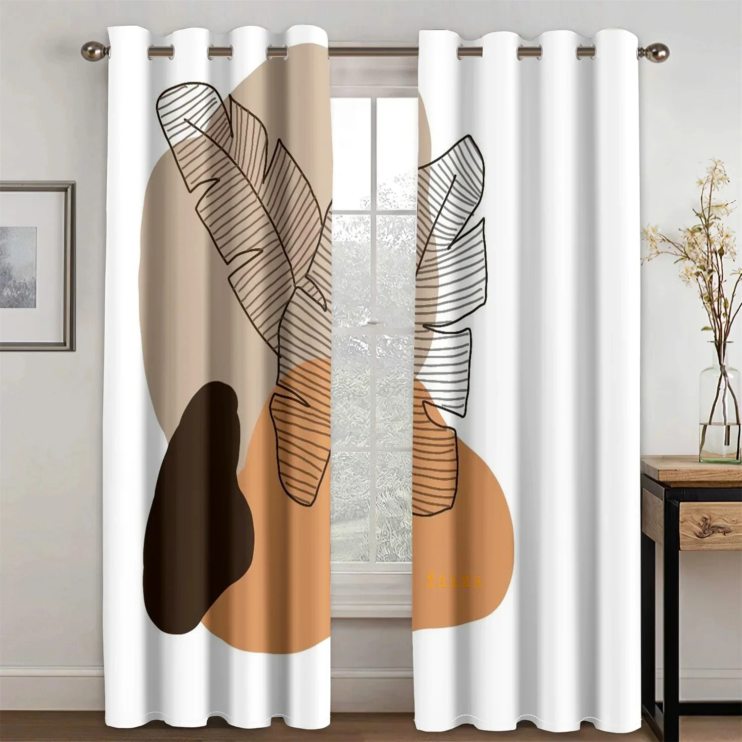 Abstract Geometric Art Modern Bohemian Aesthetic Eleganc Drapes Window Curtains for Living Room Bedroom Kitchen 2 Pieces Decor