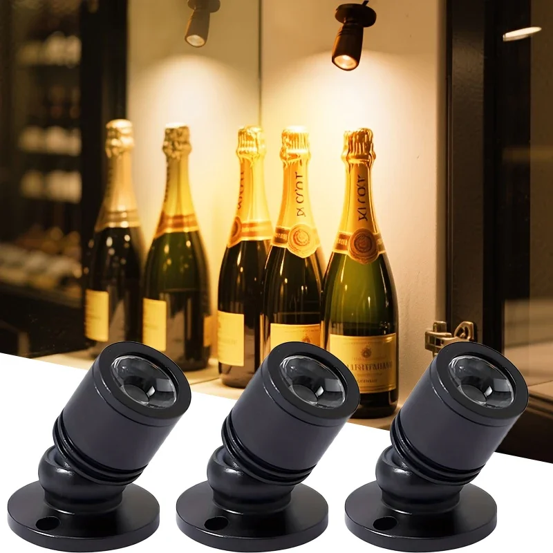 1 Pack USB LED Spotlights for Display Cabinet Jewelry Accent Lighting w/Mounting Hardware Indoor Button Control USB Powered Lamp