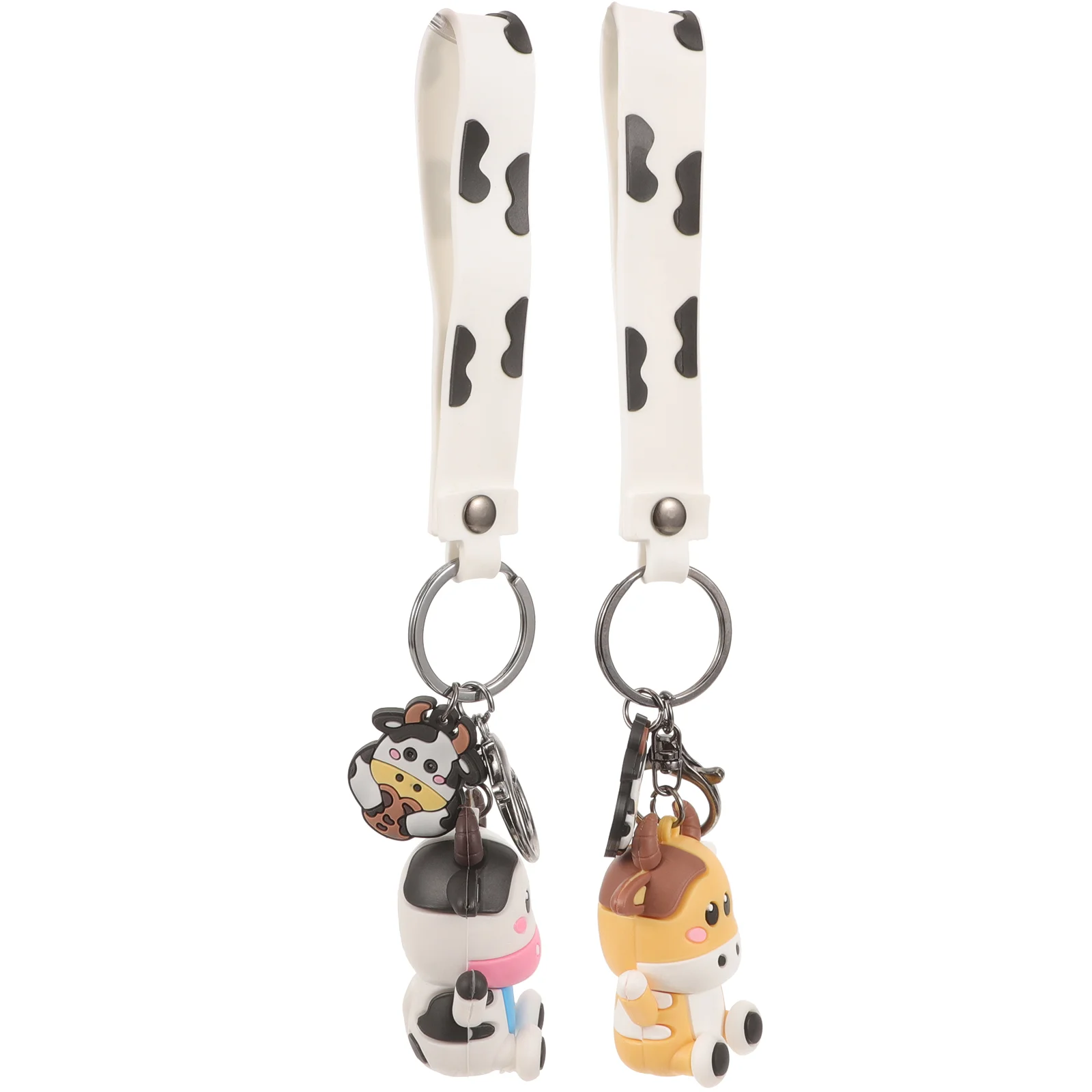 2 Stück Charme Schlüssel anhänger Anhänger Geschenke Rucksack Charms Handtasche Taschen Kuh PVC Cartoon Ring