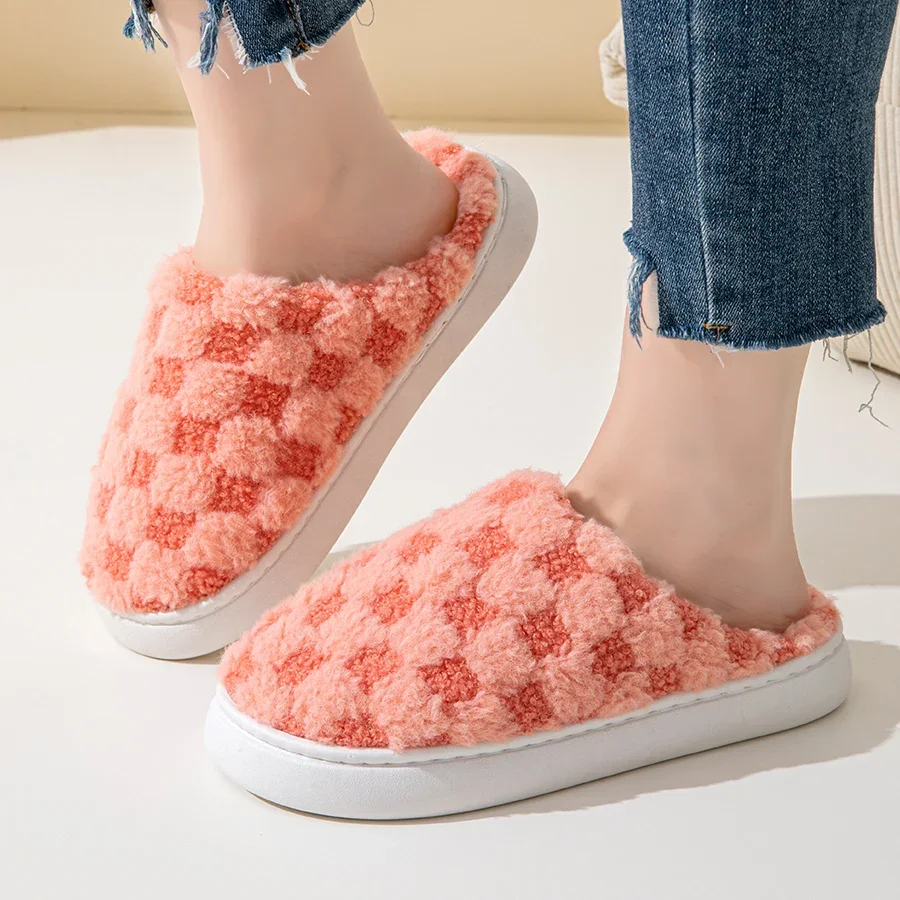 Autumn and Winter Women's Cotton Slippers - Cozy Couple's Non-Slip House Shoes, Thick Sole Wool Indoor Slippers for Men & Women