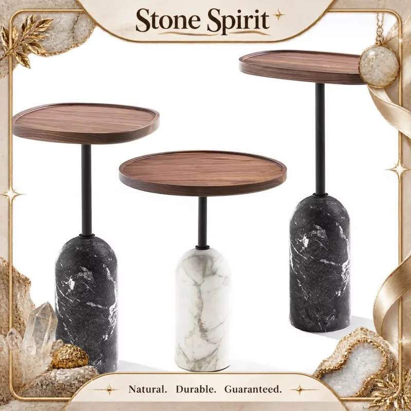 Light luxury Simplicity Creativity Marble Solid Wood Small Side Table Hotel Living room Round Shape Design Small Tea Table