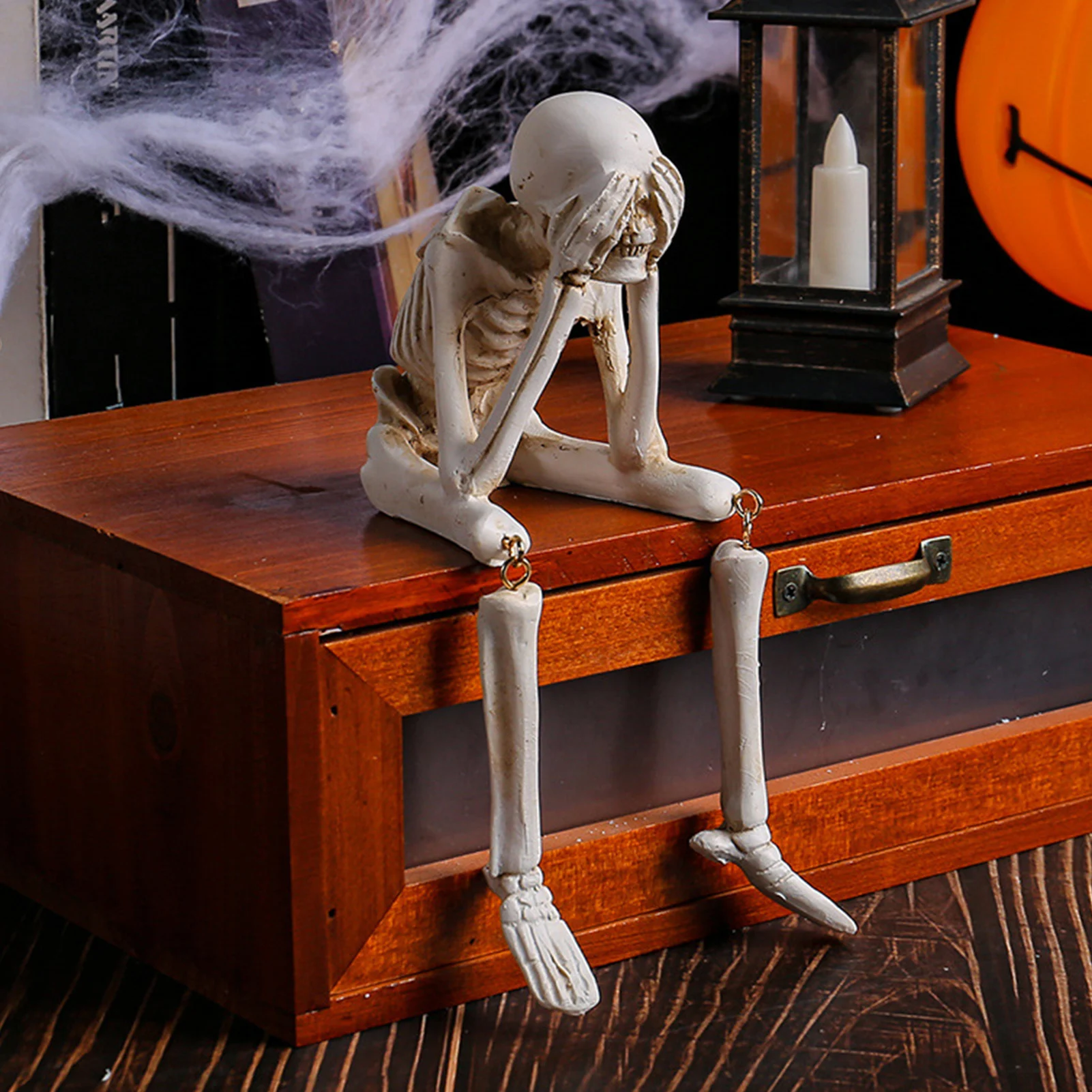 Resin Human Skeleton Figurines Creative Skeletons Fun Party Decorations for Haunted Houses Cemeteries