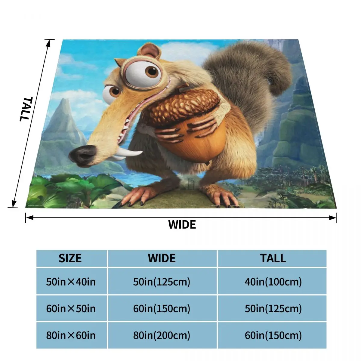 Ice Age Manfred Animated Film Blanket Flannel Decoration Scrat Portable Home Bedspread