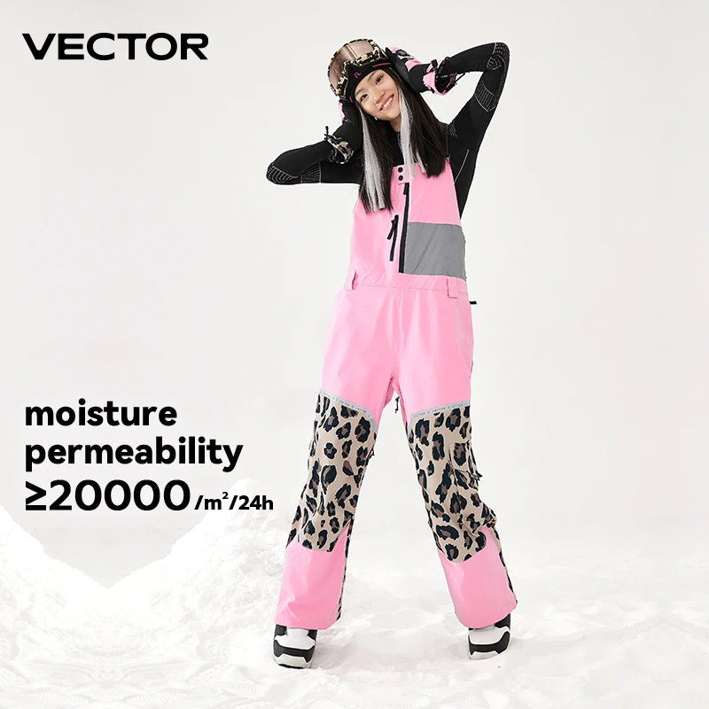 VECTOR Pantaloni da sci spessi da donna per uomo Tuta dritta Tuta con bavaglino da sci Impermeabile invernale caldo antivento Sport all\'aria aperta