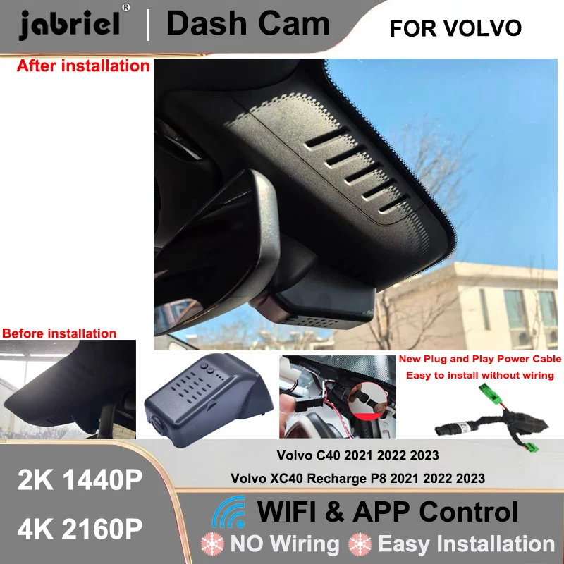 

Dash Cam 4K Wifi Plug and Play Video Recorder For Volvo XC40 Recharge P8 2021 2022 2023 for Volvo C40 2021 2022 2023 DashCam