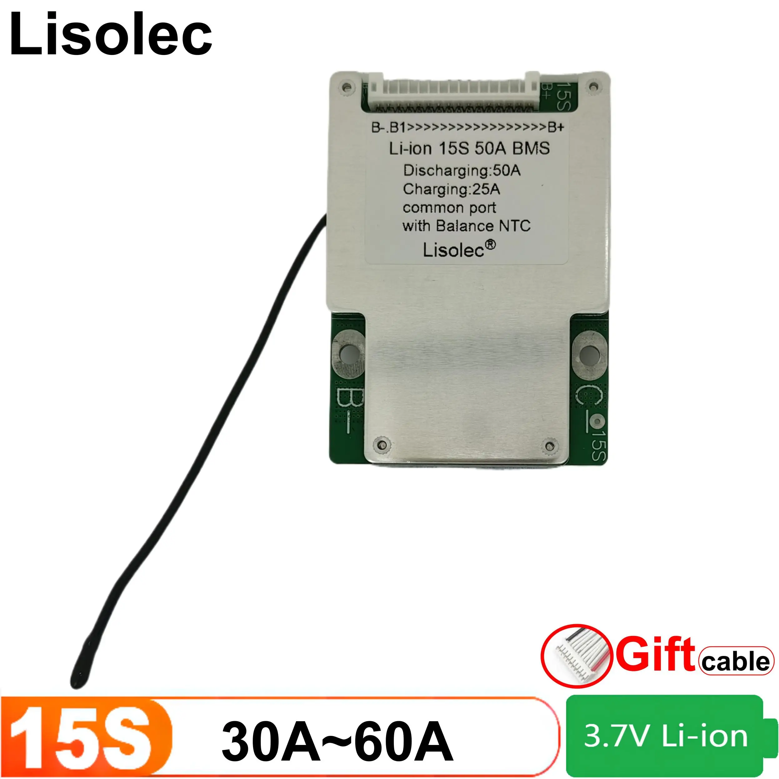 Li-ion 15S BMS Protection Board 55.5V 63V Lithium Battery PACK 30A 40A 50A 60A Charge Discharge with Balance Temperature Control