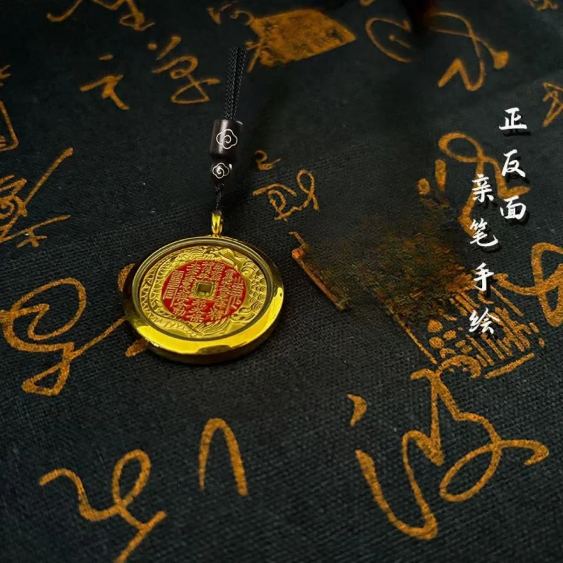 Wudang Dharma Logistics Circulation Office Mountain Ghost Money Ancient Coin Pendant Daoist Genuine Necklace Cinnabar B