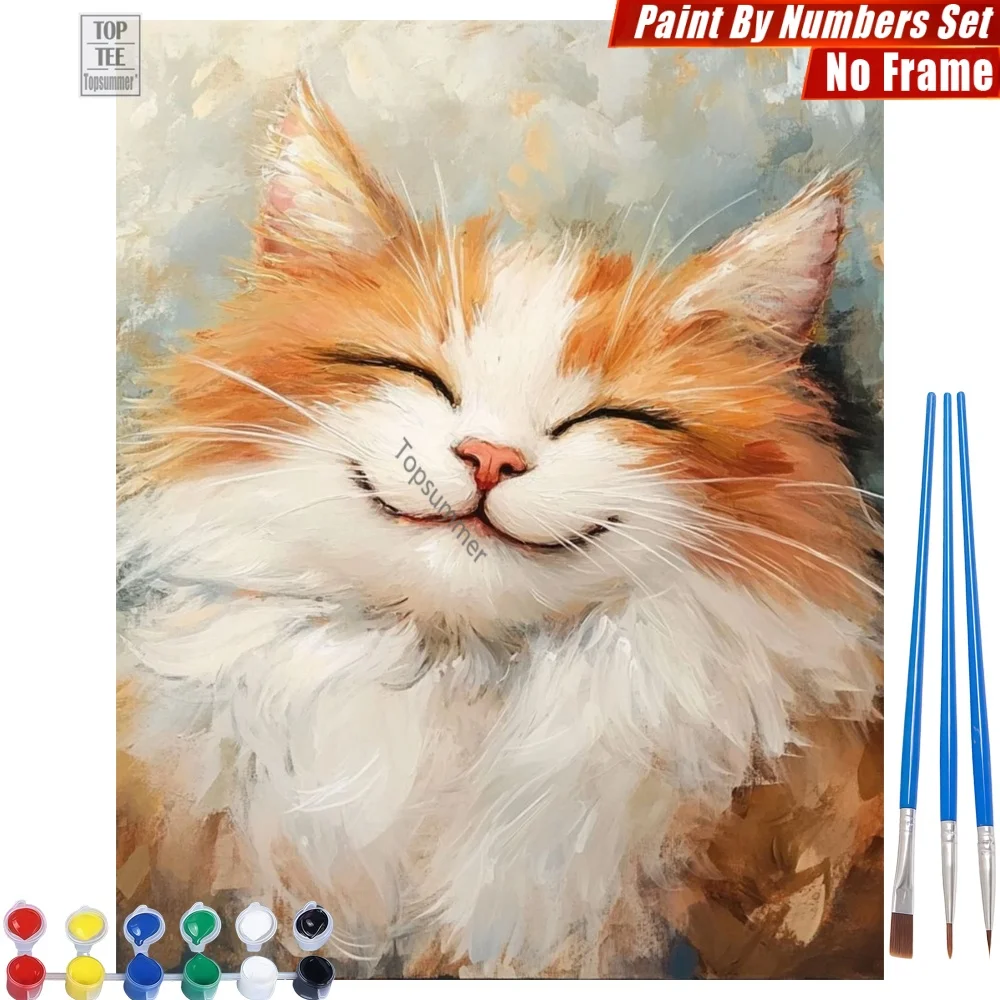 

Content Orange Cat Paints By Numbers Kit - Smiling Fluffy Cat Wall Art Home Decor Day Of The Dead Gift For Friend