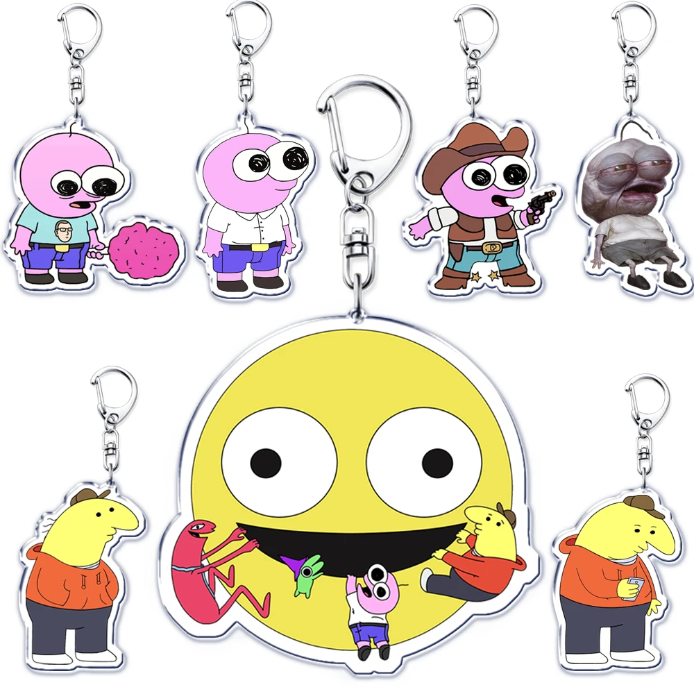 Smiling Acrylic Keychains Adult Pim Charlie Alan Keyring for Accessories Bag Pendant Key Chain Ring Jewelry Fans Friends Gifts