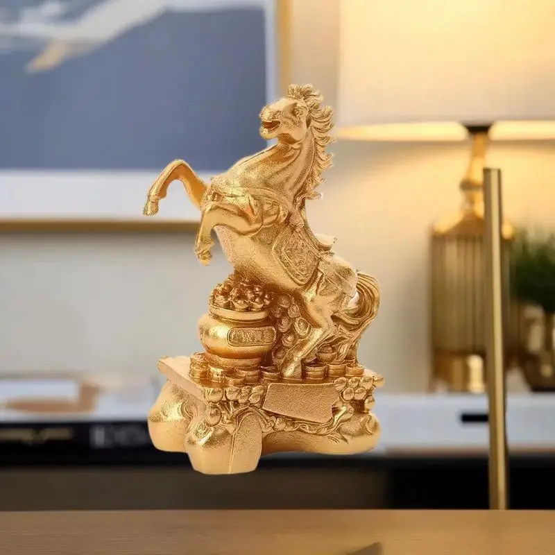 Cute Monkey & Horse Brass Statue Keychain, Fun-Filled Decorative Piece for Office & Home.