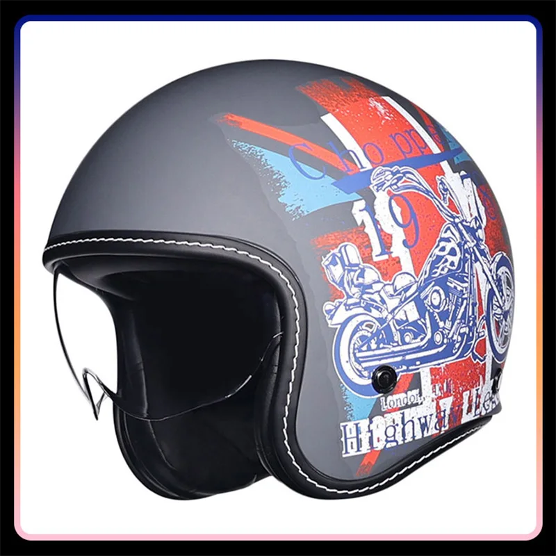 

Retro Motorcycle Helmets DOT Approved Jet Helmet for Men Open Face Helmet ABS Shell Safty Cap 3/4 Open Half Helm Four Seasons