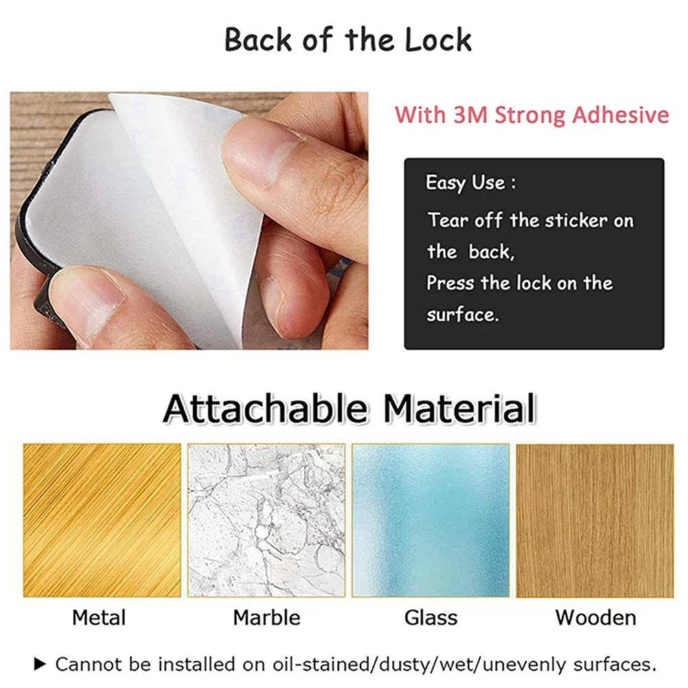 A04G-4 Pack Refrigerator Lock Combination Coded,Fridge Lock For Kids Safe, Child Safety Cabinet Window Locks, Baby Door Lock