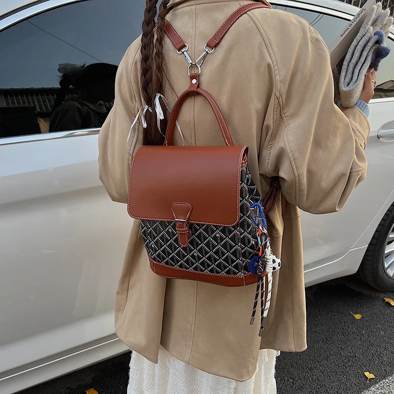 

‌Color Block Backpack 2025 New Fashion Korean Style Casual Backpack for Women Men, Large College School Bag, Travel Work Daypack