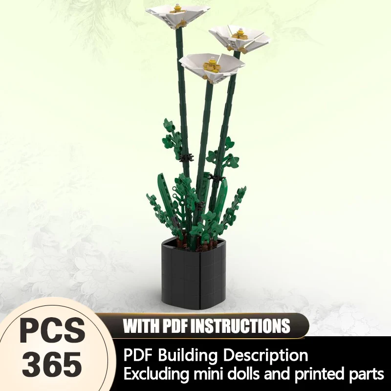 

Creators Plant Series Model MOC Building Bricks White Poppy Modular Technology Gifts Holiday Assemble Children Toys Suit